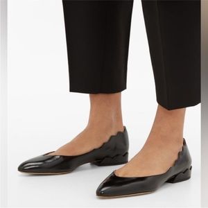 Chloe Laurena Scalloped Patent-Leather Ballet Flat